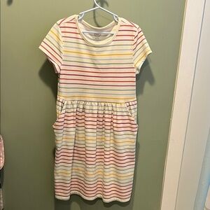 Striped Kids Dress - Pink, Yellow, White